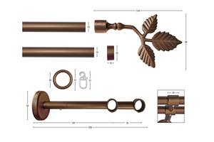 Gardinenstange Rustika 2 lfg. Braun - Breite: 110 cm