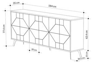 Sideboard Dune Grau - Holzwerkstoff - 35 x 78 x 184 cm