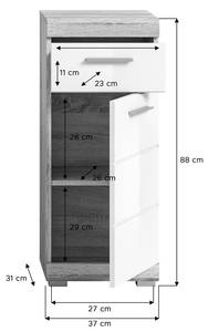 Badschrank Lambada Weiß - Holz teilmassiv - 37 x 88 x 31 cm