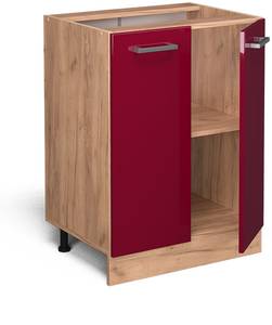 Meuble bas de cuisine R-Line 37136 Bordeaux brillant - Imitation chêne truffier de sonoma