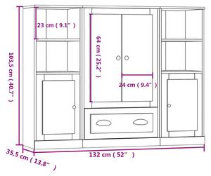 Highboard 3er Set DE7587 Hochglanz Weiß