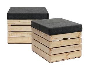 Sitzhocker mit Stauraum NATURE  2er Set Dunkelgrau