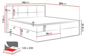 Boxspringbett Figar Ecru - Breite: 143 cm