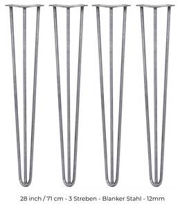 4 x 3 Streben Hairpin-Tischbeine 71cm Metall - 1 x 71 x 2 cm