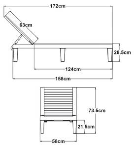 Sonnenliege Ateleta Schwarz - Kunststoff - 58 x 74 x 172 cm