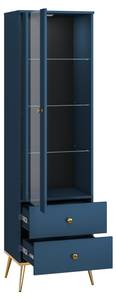 Vitrinenschrank MARINE SC55 1D2D Blau - Holzwerkstoff - Kunststoff - 55 x 190 x 40 cm