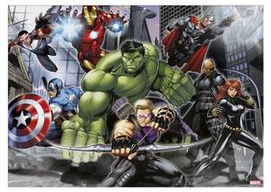 Leinwand Avengers Im Kampf Holzwerkstoff - Textil - Holz teilmassiv - 50 x 50 x 70 cm