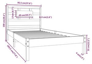 Bettgestell-K-16058 Braun - Breite: 96 cm