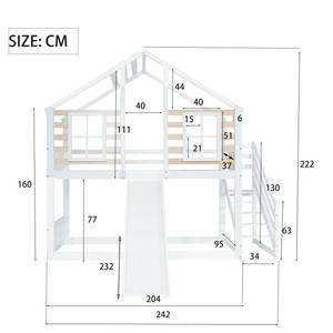 Etagenbett Jupitur Ⅳ Weiß - Holzwerkstoff - Metall - Massivholz - Holzart/Dekor - 95 x 222 x 242 cm