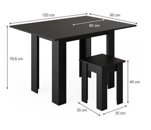 Esstisch mit Stuhl Roman 40235 Schwarz - 120 x 76 x 60 cm