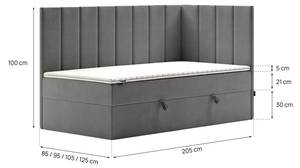 Jugendbett Boxspringbett Beti Dunkelgrau - Breite: 80 cm - H4