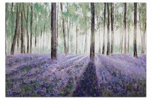 Tableau peint Le brouillard se dissipe Vert - Mauve - Bois massif - Textile - 120 x 75 x 4 cm