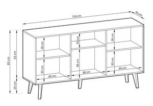 Commode WILLOW K154 Beige - Noir - Bois manufacturé - Matière plastique - 154 x 83 x 39 cm