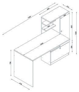 Bureau Mars Blanc - Bois manufacturé - 62 x 74 x 120 cm