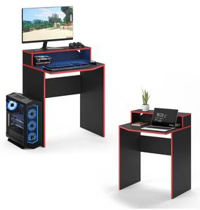 bureau Kron Noir - Rouge - Bois manufacturé - 70 x 88 x 60 cm