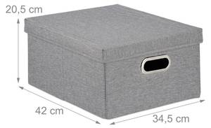 2 x Graue Aufbewahrungsbox mit Deckel Grau - Metall - Papier - Textil - 35 x 21 x 42 cm
