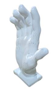 Skulptur Hand Weiß Marmoroptik Weiß - Kunststoff - Stein - 21 x 34 x 10 cm