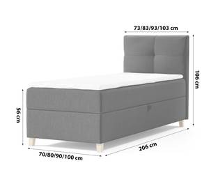 Einzelbett Boxspringbett Anter Mini Schwarz - Breite: 80 cm - Bettkasten rechts