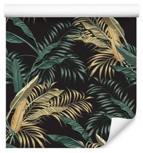 Papier Peint FEUILLES Tropicales Nature Beige - Noir - Marron - Vert - Papier - Textile - 53 x 1000 x 1000 cm