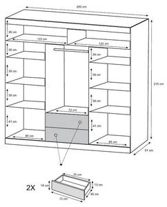 Kleiderschrank AUTLAN Tiefe: 250 cm