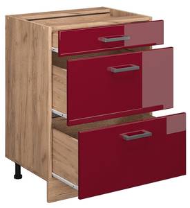 Küchenschrank R-Line 45959 Hochglanz Bordeaux - Sonoma Eiche Trüffel Dekor - 60 x 82 x 60 cm