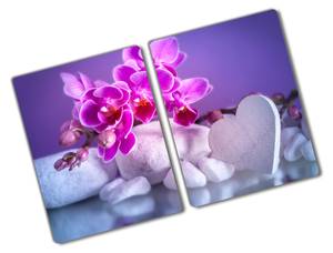 Schneidebrett Orchidee und Herz Pink - Glas - 52 x 1 x 40 cm