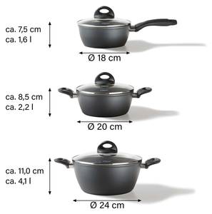 Kochgeschirr Set CERAMIC 6-teilig Grau - Metall - 37 x 29 x 37 cm