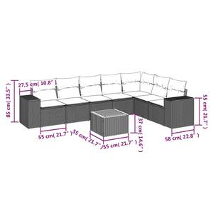 Gartensitzgruppe K4753(8-tlg) Grau - Massivholz - 69 x 62 x 62 cm