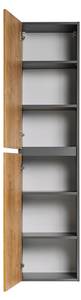 Armoire haute MONAKO HC40 2D Gris - Bois manufacturé - 40 x 170 x 33 cm