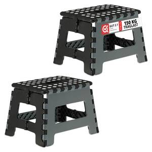 Klapphocker faltbar M 2er Set Schwarz - Grau