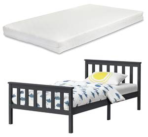 Cadre de Lit Breda en Pin avec Matelas Gris - Largeur : 98 cm