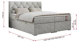 Boxspringbett ALDA Breite: 120 cm - H4 - Textil