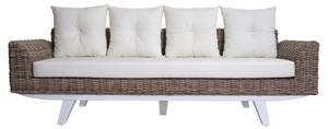 Sofa M32 Weiß - Rattan - Massivholz - 209 x 85 x 78 cm