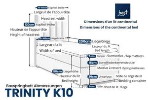 BOXSPRINGBETT mit Bettkasten Trinity K10 Grau - Tiefe: 100 cm