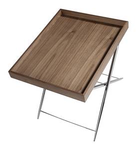 Table d'angle en bois de noyer et acier Marron - Métal - Bois massif - Bois/Imitation - 61 x 52 x 48 cm