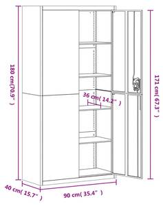 Aktenschrank 299865-2 Anthrazit - Höhe: 180 cm