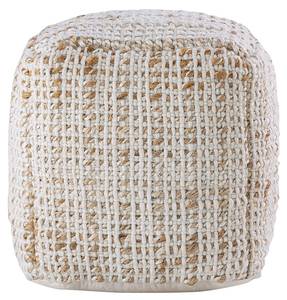 Pouf Würfel Boho Jute Braun - Weiß - Naturfaser - 40 x 40 x 40 cm