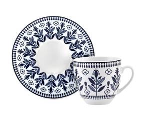 Kaffeetassen-Set Peyker (6er Set) Blau - Weiß - Porzellan - 11 x 11 x 11 cm