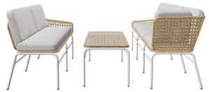 Gartenlounge-Set 3tlg Phanes Ⅲ Grau - Metall - Polyrattan - 60 x 80 x 180 cm