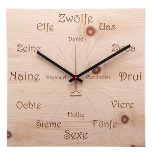 Design Wanduhr Uhrform Zirbe eckig Beige - Holz teilmassiv - 30 x 30 x 4 cm