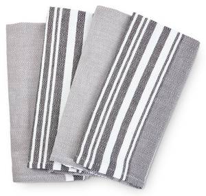 4er Set Geschirrtücher Moderne Streifen Grau - Textil - 50 x 1 x 70 cm