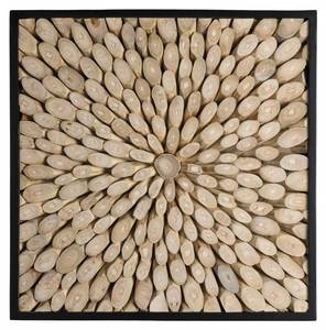 Quadratische Wanddekoration Beige - Massivholz - 4 x 60 x 60 cm