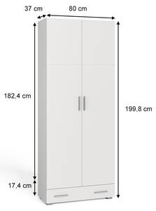 Aktenschrank Frank mit Schubladenmodul Weiß - Holzwerkstoff - 80 x 182 x 37 cm