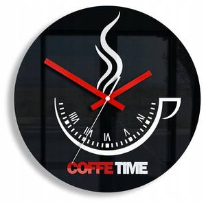 Wanduhr Coffee Time Schwarz - Kunststoff - 30 x 30 x 4 cm