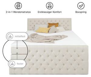 Boxspringbett HOLLYWOOD mit Bettkasten Beige - Breite: 160 cm