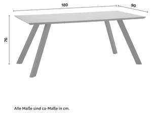 Esstisch LITTA Grau - Keramik - Holzwerkstoff - Metall - 180 x 90 x 76 cm