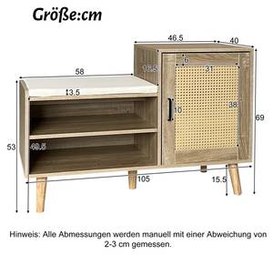 Schuhschrank Feinw Ⅰ Braun - Holzwerkstoff - Holz teilmassiv - 40 x 69 x 105 cm