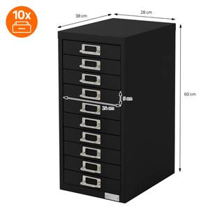 Aktenschrank mit 10 Schubladen Schwarz - Metall - 38 x 60 x 28 cm