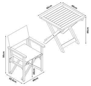 Ensemble de jardin 3 pièces Capistrello Marron - Blanc