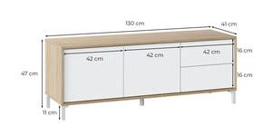 Meuble TV Brooklyn Blanc - Bois manufacturé - Matière plastique - 41 x 47 x 130 cm